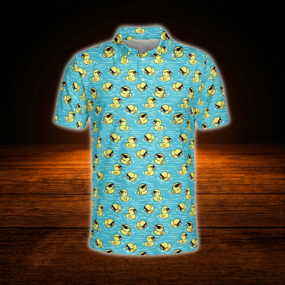 Duck Mens Teal Polo Golf Shirts, Duck Golf Shirts