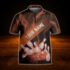 Custom Thunder Pink Black Bowling Jersey Men, Custom Thunder Bowling Team Shirt