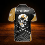Custom Skull 9 Ball Billiard Men Polo Shirt, Custom Team Skull Billiard Shirts