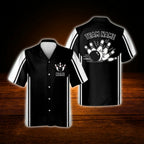 Custom Green White Retro Bowling Hawaiian Shirt, Custom Retro Team Bowling Shirt