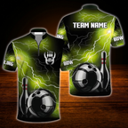 Custom Thunder Black And Red Men's Bowling Jersey Shirts, Custom Thunder Bowling Team Shirts