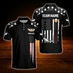 Custom 9 Ball USA Flag Billiard Polo Shirt, Custom Team Patriot Billiard Shirt