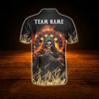 Custom Skeleton Fire Darts Polo Shirt Men, Custom Skull Darts Shirt Team
