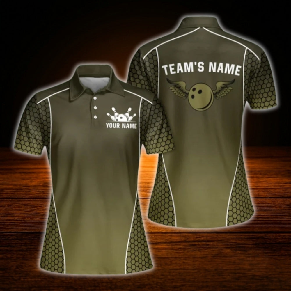 Custom Womens Team Navy Black Bowling Polo Shirt, Custom Bowling Team Shirt Ladies