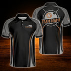 Custom Team Black Grey Billiard Polo Shirt, Custom Billiard Team Shirt