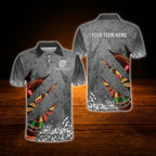 Custom Team Grey Darts Polo Shirt For Men, Custom Dart Shirt