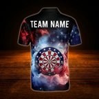 Custom American Flag Smoke Darts Mens Polo Shirt, Personalized Patriotic Darts Team Shirts DM0025