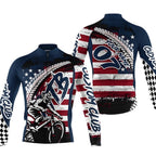 Custom American Flag MTB Cycling Long Sleeve Jersey For Mens, Custom Patriotic Cycling Jerseys For Team CZ0115