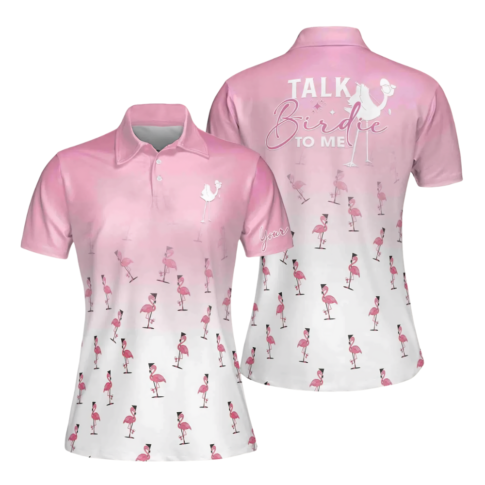 Talk Birdie To Me Flamingo Golf Polo Shirt Womens, Funny Flamingo Golf Shirts For Ladies GE0052