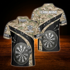 Custom Camouflage Darts Polo Shirt Mens, Personalized Camo Darts Team Shirt