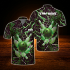 Custom Thunder Lighting Purple Black Bowling Jersey For Men, Custom Team Thunder Bowling Shirt