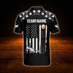Custom 9 Ball USA Flag Billiard Polo Shirt, Custom Team Patriot Billiard Shirt
