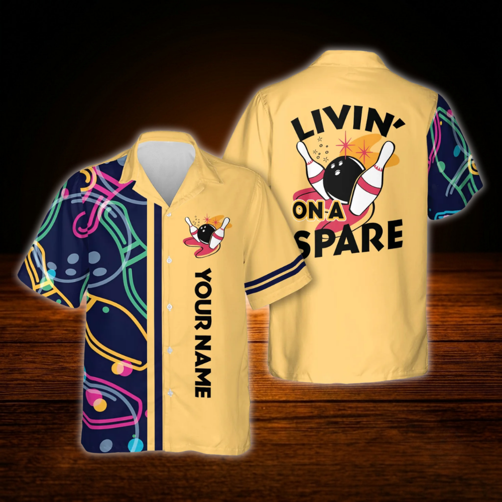 Livin On A Spare Custom Bowling Hawaiian Shirt, Funny Custom Bowling Shirt