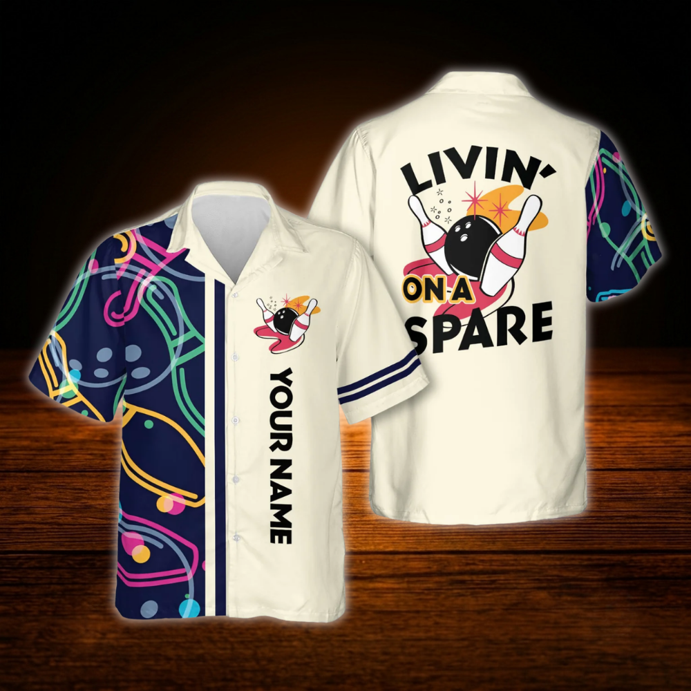 Livin On A Spare Custom Bowling Hawaiian Shirt, Funny Custom Bowling Shirt
