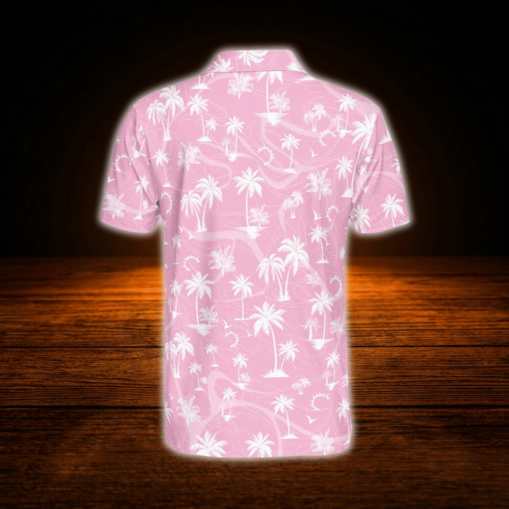 Pink Tropical Polo Golf Shirts Men, Tropical Golf Shirts