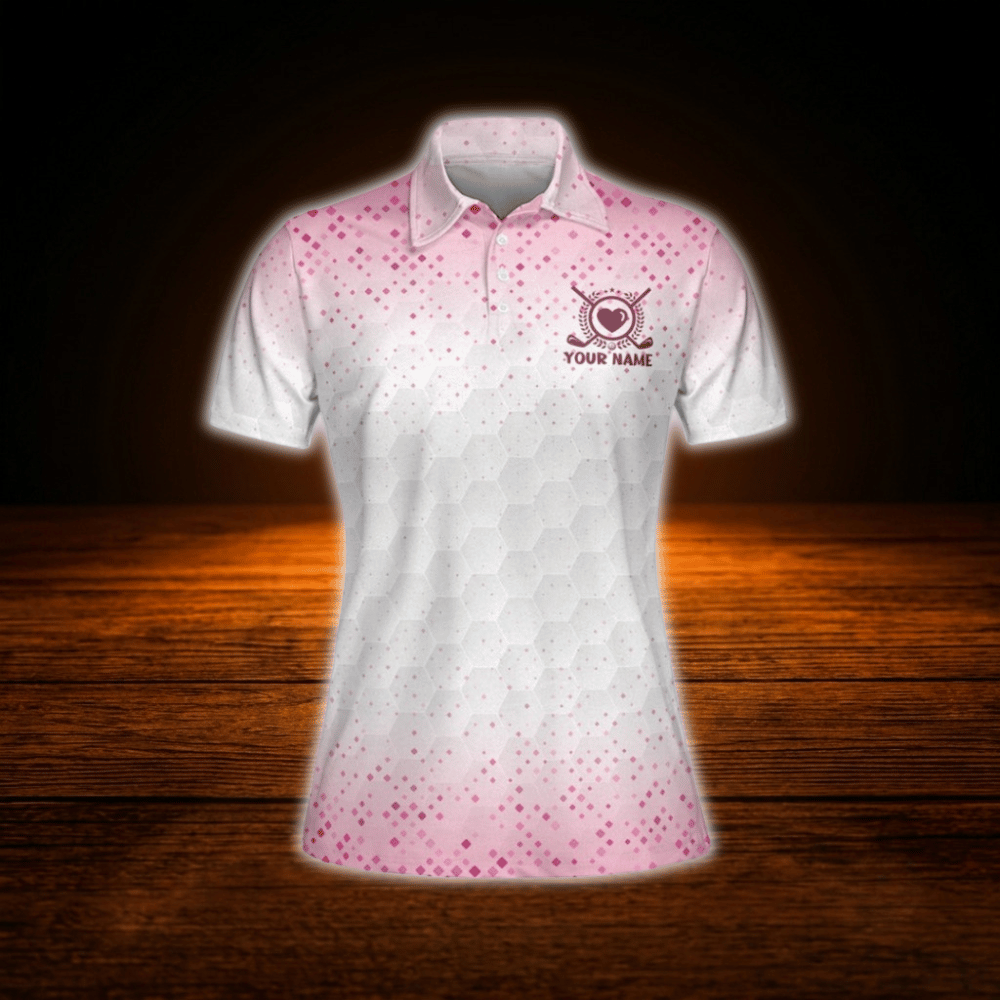 We're More Than Just Golf Friends We're Like A Really Small Gang Custom White And Pink Women's Polo Golf Shirt, Custom Funny Golf Shirt For Ladies