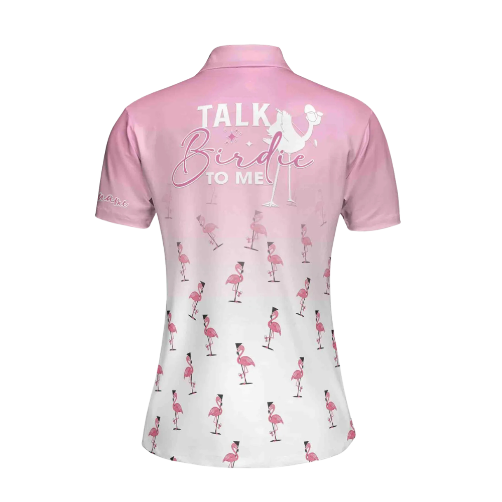 Talk Birdie To Me Flamingo Golf Polo Shirt Womens, Funny Flamingo Golf Shirts For Ladies GE0052