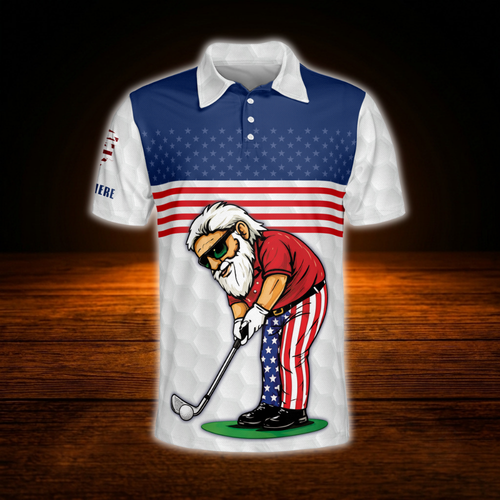 Are You Looking At My Putt Old Man Custom Men's Red White And Blue Golf Polo Shirt, Custom Funny Golf Shirt