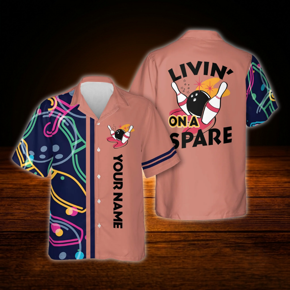 Livin On A Spare Custom Bowling Hawaiian Shirt, Funny Custom Bowling Shirt