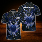 Custom Thunder Lighting Purple Black Bowling Jersey For Men, Custom Team Thunder Bowling Shirt