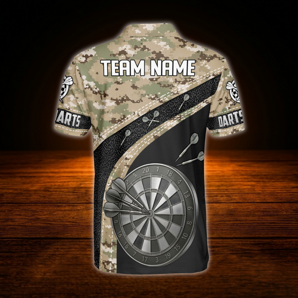 Custom Camouflage Darts Polo Shirt Mens, Personalized Camo Darts Team Shirt