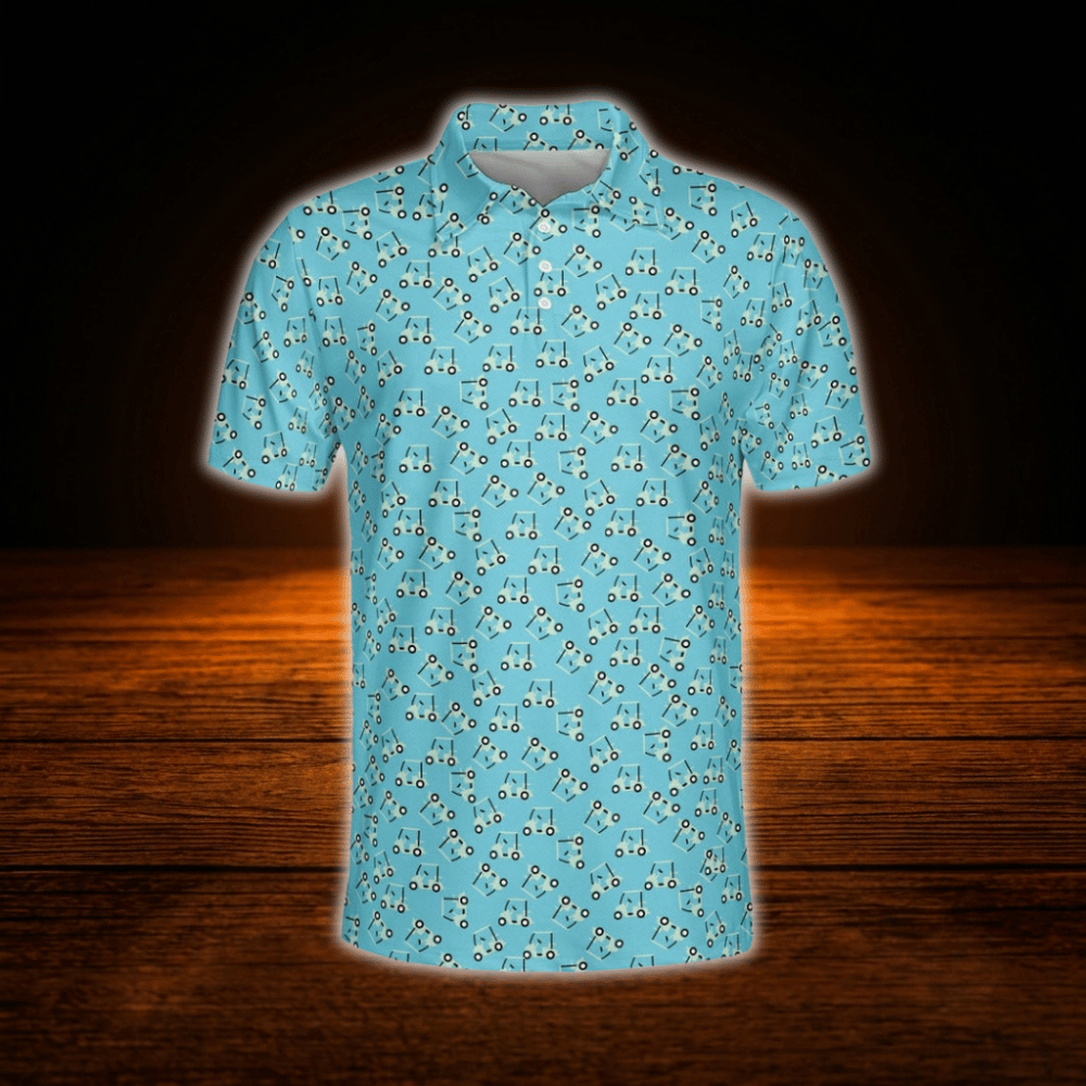 Teal Men's Polo Golf Cart Shirt, Golf Shirt For Men