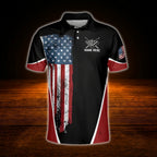Custom American Flag Grunge Billiard Men Polo Shirt, Custom Patriot Team Billiard Shirt