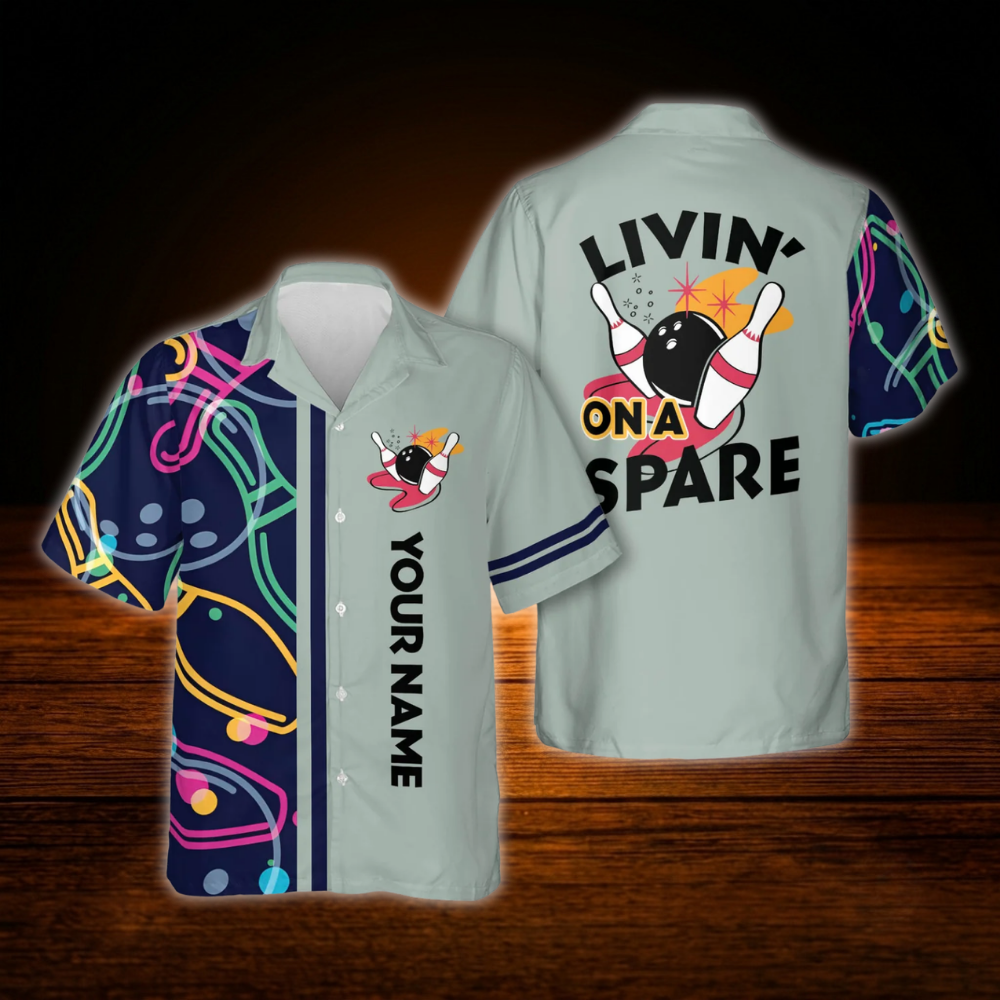 Livin On A Spare Custom Bowling Hawaiian Shirt, Funny Custom Bowling Shirt