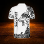 Custom Wolf White Grey Darts Polo Shirt Men, Custom Wolf Darts Team Shirt