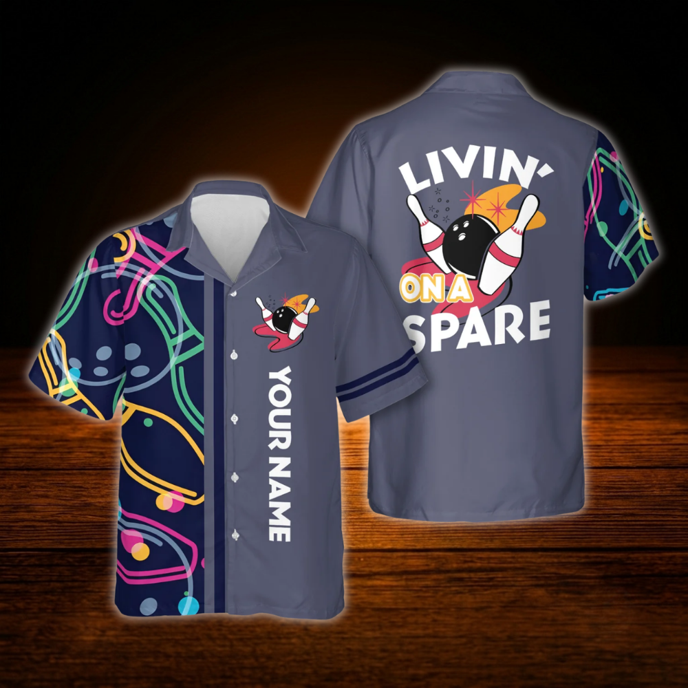 Livin On A Spare Custom Bowling Hawaiian Shirt, Funny Custom Bowling Shirt