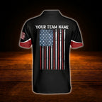 Custom American Flag Grunge Billiard Men Polo Shirt, Custom Patriot Team Billiard Shirt