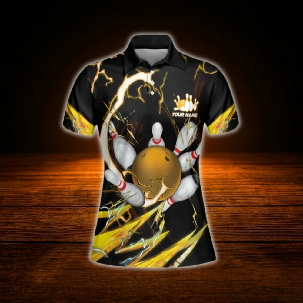 Custom Womens Black Yellow Bowling Team Polo Shirt, Custom Team Bowling Shirt For Ladies