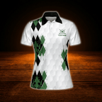 Queen Of The Green Custom Argyle Women's Golf Polo Shirt, Custome Funny Golf Shirt For Ladies