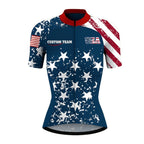 Custom American Flag Cycling Jersey Short Sleeve For Women, Custom Patriotic Cycling Team Jerseys Ladies CZ0056