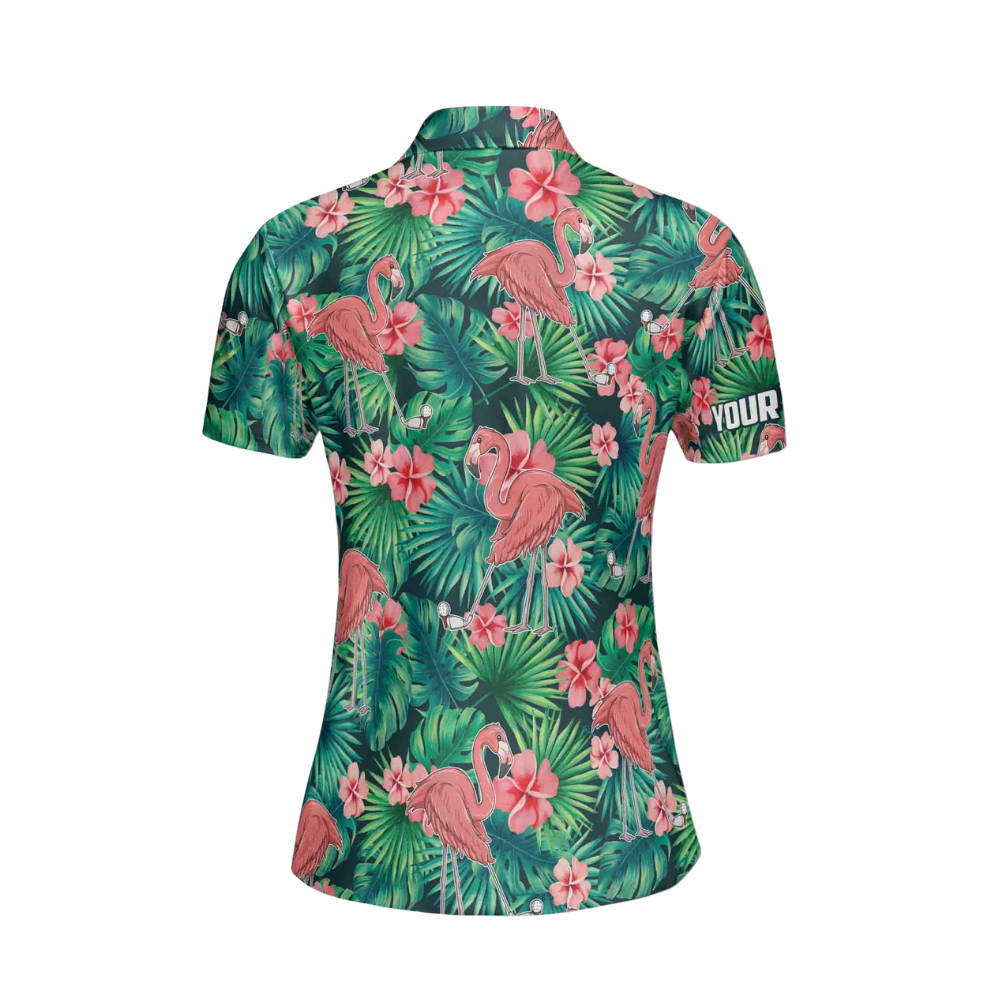 Custom Flamingo Tropical Golf Polo Shirt Womens, Custom Flamingo Golf Shirts Ladies GE0051