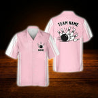 Custom Green White Retro Bowling Hawaiian Shirt, Custom Retro Team Bowling Shirt