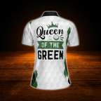 Queen Of The Green Custom Argyle Women's Golf Polo Shirt, Custome Funny Golf Shirt For Ladies