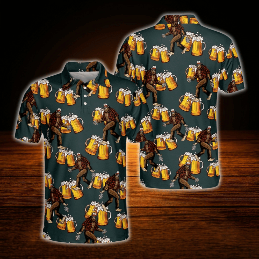 Beer Bigfoot Dark Green Golf Polo Mens, Bigfoot Golf Shirts