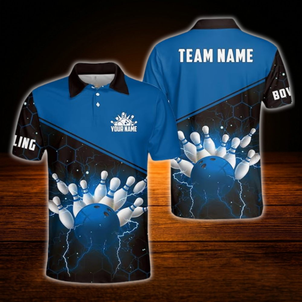 Custom Team Red And Black Bowling Polo Shirt, Personalized Bowling Team Shirt