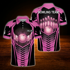 Golden Ball Custom Bowling Team Polo Shirt, Custom Black Gold Bowling Shirt For Men