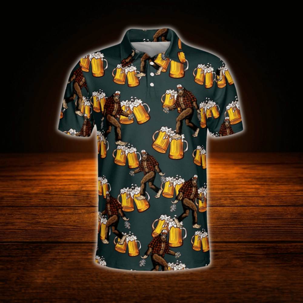 Beer Bigfoot Dark Green Golf Polo Mens, Bigfoot Golf Shirts