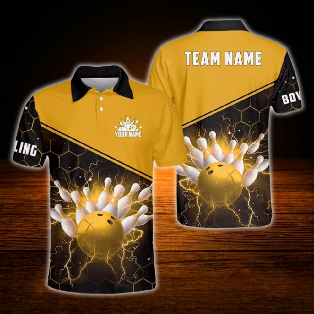 Custom Team Red And Black Bowling Polo Shirt, Personalized Bowling Team Shirt