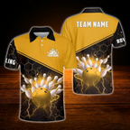 Custom Team Red And Black Bowling Polo Shirt, Personalized Bowling Team Shirt