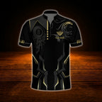 Custom 8 Ball Black And Gold Billiard Jersey For Men, Custom Team Billiard Shirt