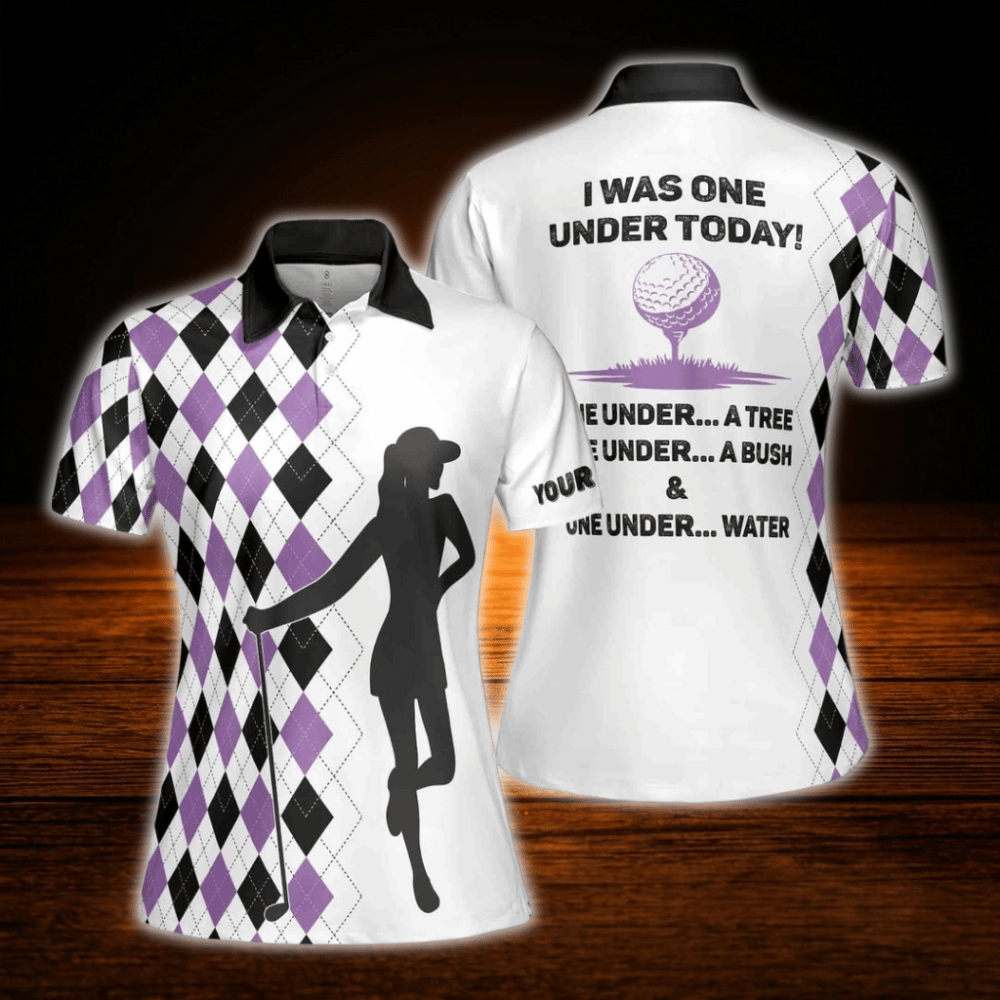 I Was One Under Today  Custom Argyle Polo Golf Shirt For Women, Custom Funny Golf Shirt For Ladies