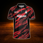 Custom Camo Black And Red Bowling Polo Shirts For Men, Custom Camo Bowling Team Shirts