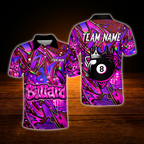 Custom Crown 8 Ball Graffiti Billiard Polo Shirt For Men, Custom 8 Ball Pool Team Shirt Graffiti