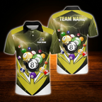Custom Green Thunder Lightning Billiard Polo Shirt Men, Custom Thunder Billiard Team Shirts