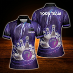 Custom Team Pink Thunder Bowling Polo Shirts For Women, Custom Bowling Team Shirts For Women