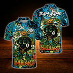 Custom Funny 8 Ball Smoking Men's Billiard Polo Shirt Green Graffiti, Custom 8 Ball Team Billiard Shirt